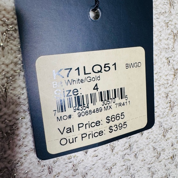 NWT St John Cream & Gold Fringe Trim Skirt Suit - Picture 4 of 5